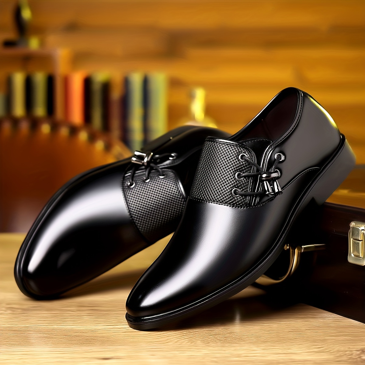 s Trendy Solid Dress Shoes Wear resistant Non slip Formal Shoes For Wedding Party Banquet