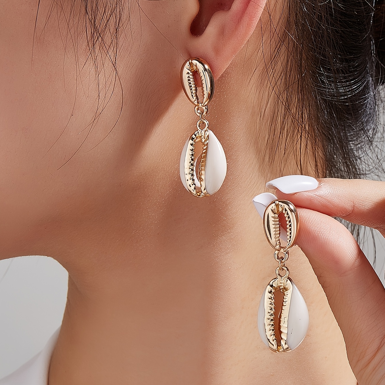 Nautical Style 14K Gold Plated Shell Dangle Earrings