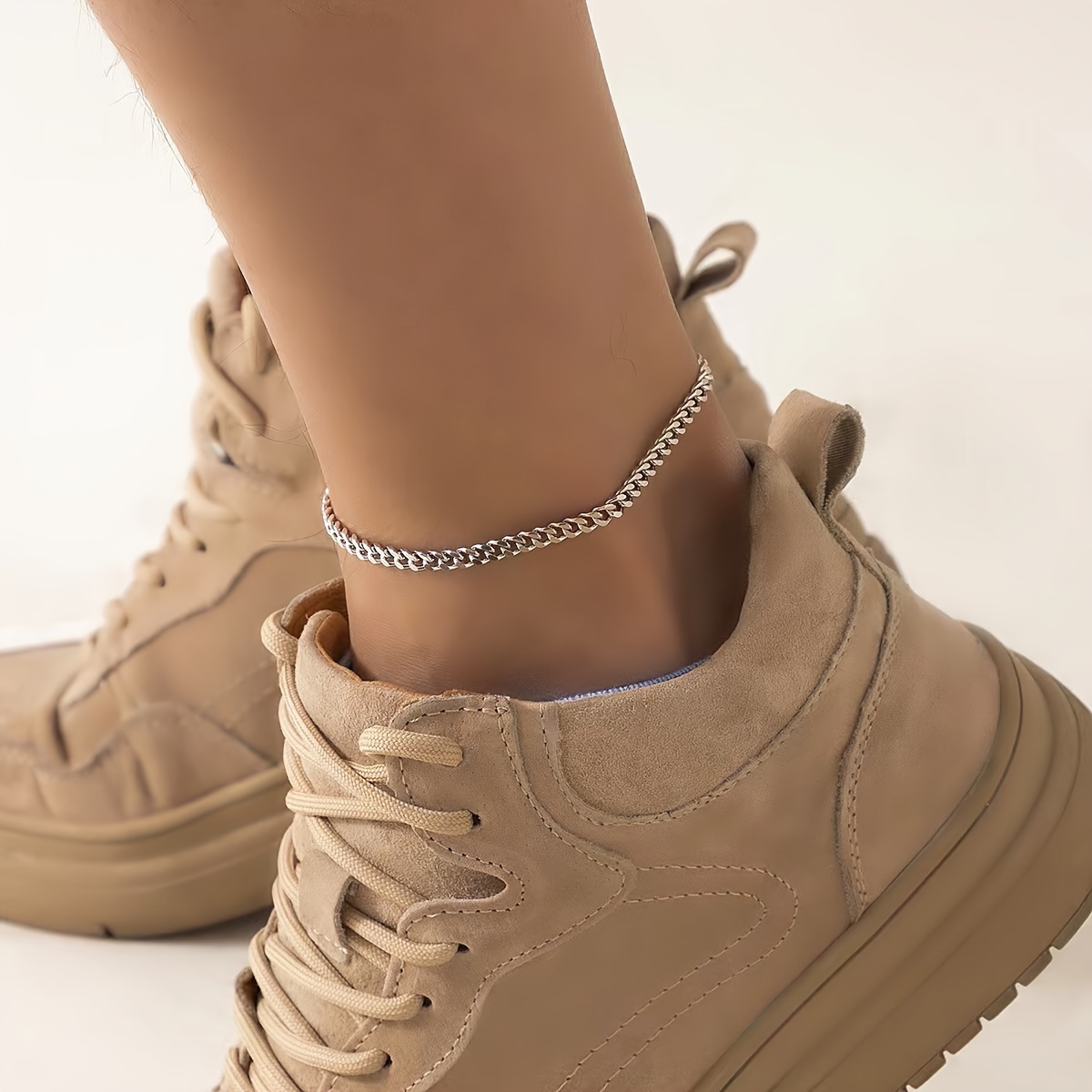 1pc Simple Stylish Anklet, Stainless Steel Chain, Non-coated, Suitable For All, Party, Beach, Vacation
