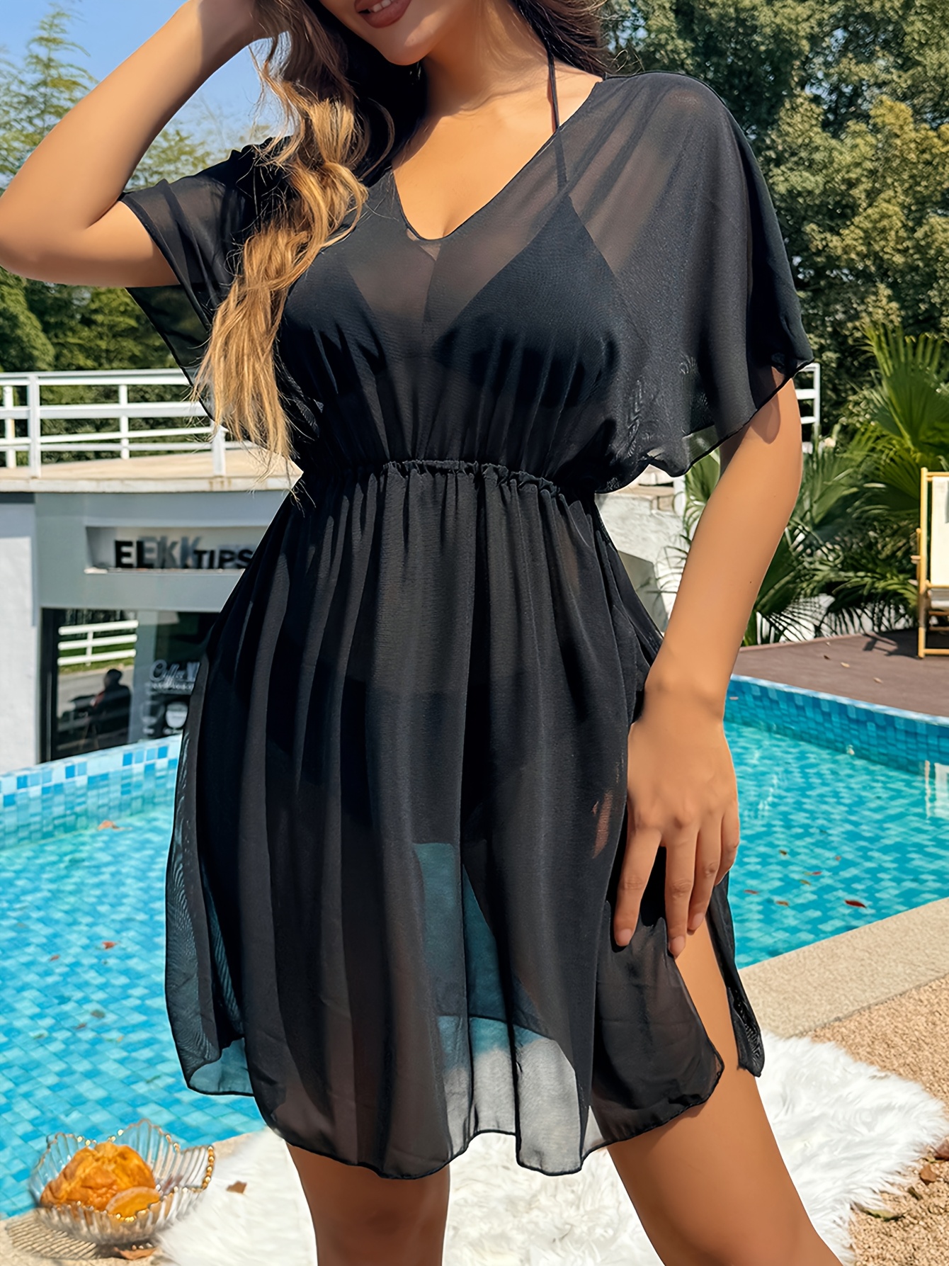 [*]* Color *-Length Mesh Cover-Up Dress for Summer Beach Vacation, Pullover  Wrap Skirt for Women