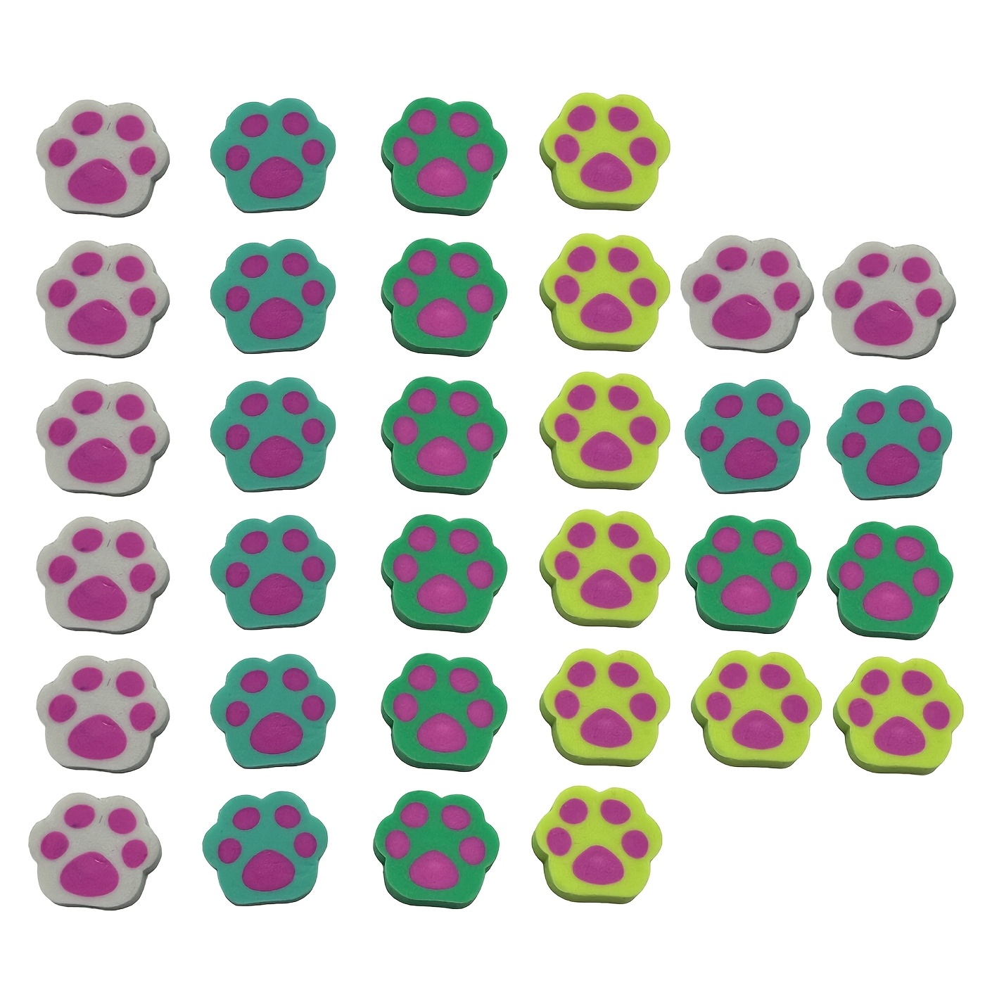 32pcs Set Of Paw-shaped Rubber Erasers, Perfect For Classroom Parties, Home, School, Or As Rewards