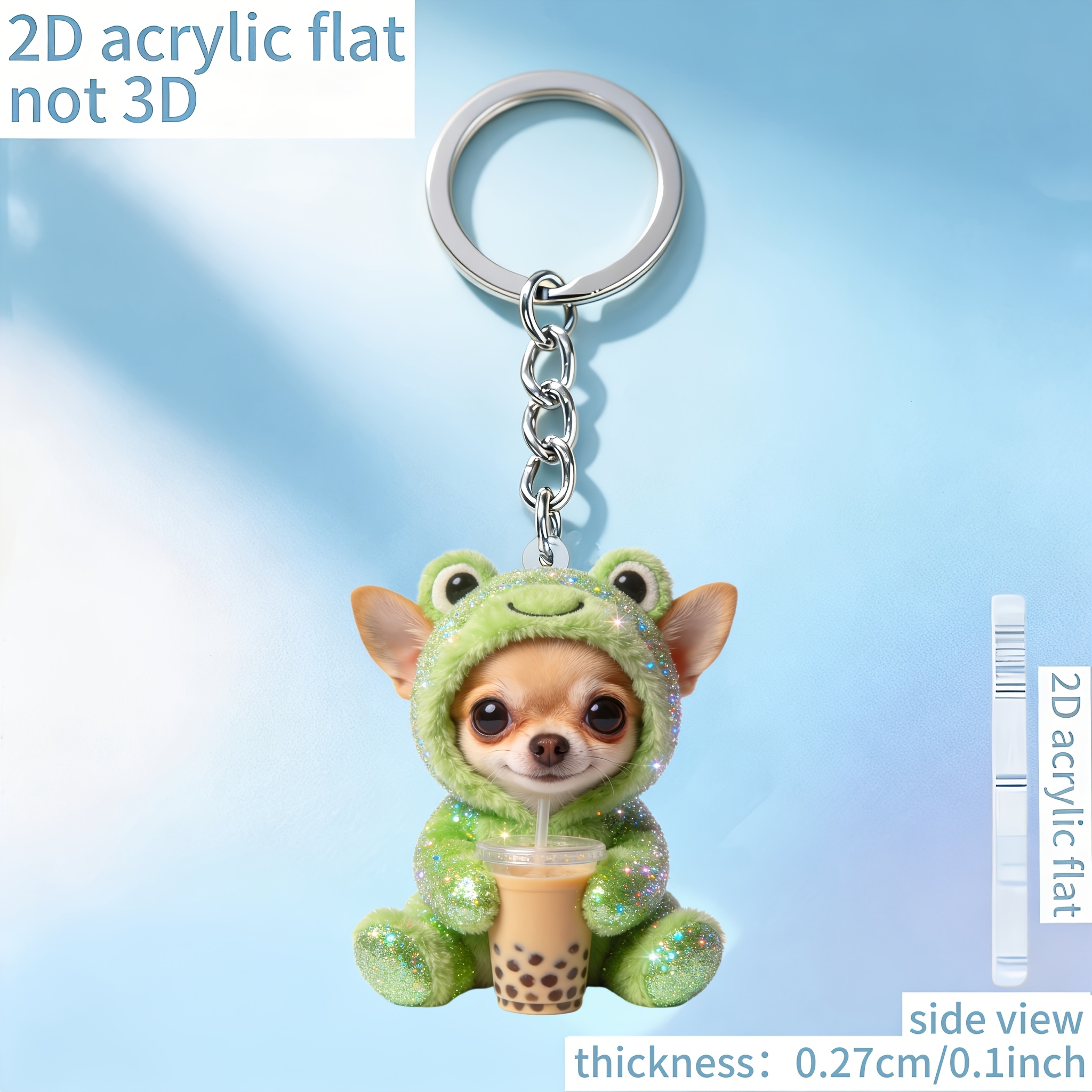 TEMU 2d Flat [2d Flat] 1pc, Keychain Printed Acrylic Pattern, , Practical And Beautiful Novelty Keychain, Key Chain, Holiday Gift Decoration Key