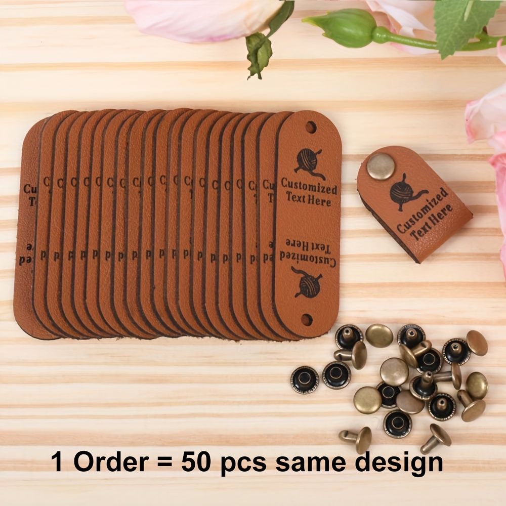 TEMU Back To School 50pcs Customized Faux Leather Tags With Metal Eyelets And Screws - Circular Craft Labels For Knitting Projects, Wallets, Jeans,