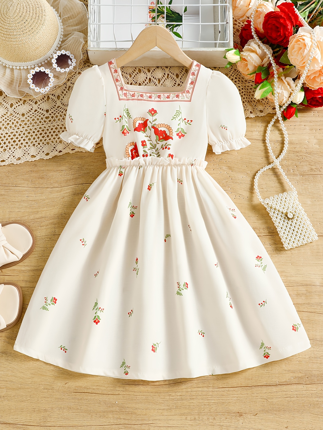 Pinterest Dress Design For Girl A Vintage-Style Casual Dress For Girls With  Neckline And Puff