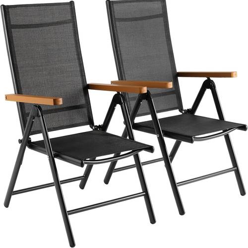 set of 2 aluminum folding chairs for the garden featuring wpc armrests a backrest that adjusts breathable design and lightweight for camping making them comfortable for outdoor spaces like gardens and patios