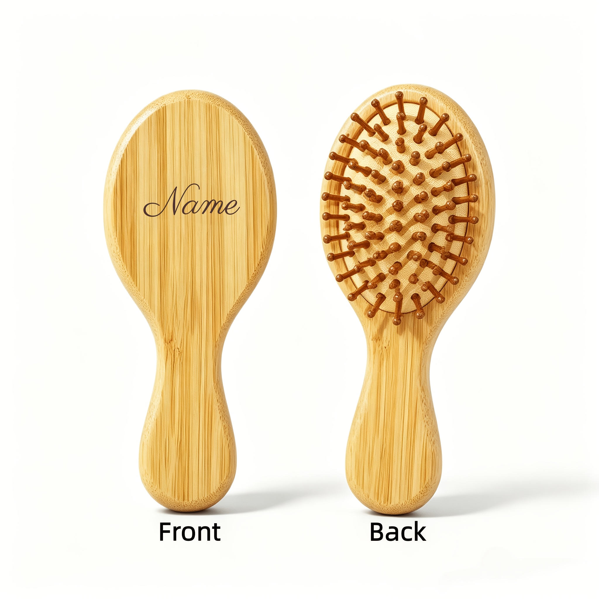 TEMU Custom Engraved Bamboo Hair Brush, Personalized Mini Wooden Cushion Massage Hairbrush With Handle, Unique Gift For Women, Girls And Bridesmaids
