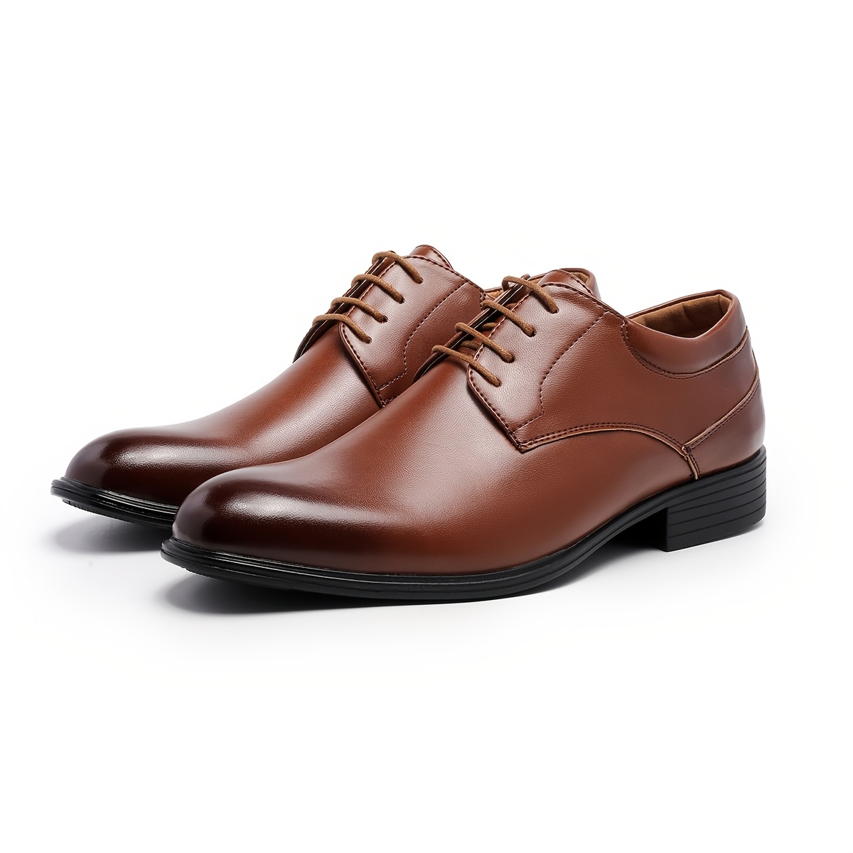 Men'S Classic Oxfords - Solid Color, Low Top, Pointed Toe, Lace-Up, Faux Upper & Inner, PVC Sole, All-Season Business Casual Shoes for Weddings, Parties, England - Minimalist Style