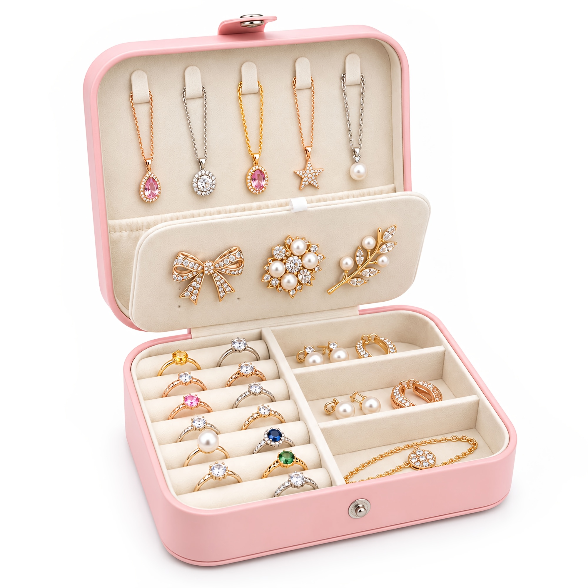 TEMU Travel Jewelry Case For Women, Gifts For Mother, Pu Leather Small Jewelry Box For Rings, Necklaces, Bracelets, Earring Holder Organizer Storage