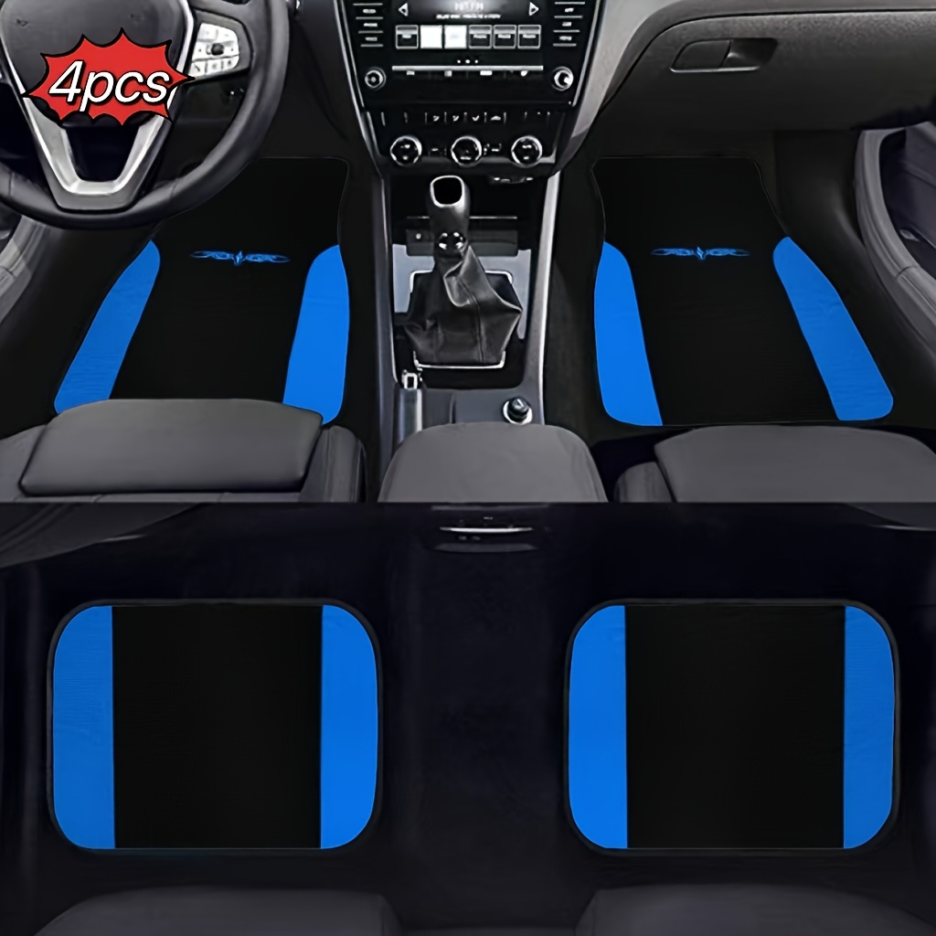 Image of 2d Flat 4pcs Universal Fit Polyester Fiber Car Floor Mats Set, Washable, Stylish Print Design, Perfect Christmas Gift For Cars, , Suvs, Printed, Non-3d Stereoscopic