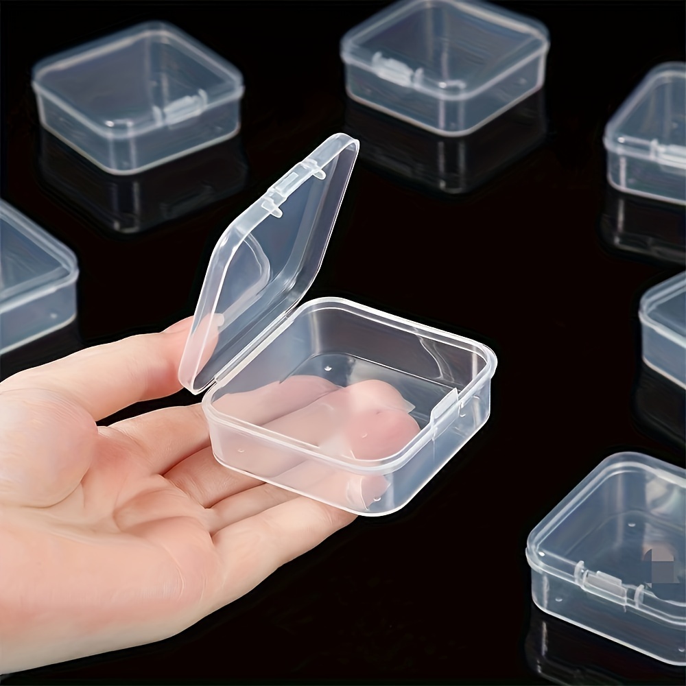 1/6pcs Transparent Plastic Square Box, Storage Case With Cover, Small Beads Storage Container, Mini Storage Organizer For Diy Crafts Jewelry Small Items, Portable Storage Organizer, Makeup Organizer