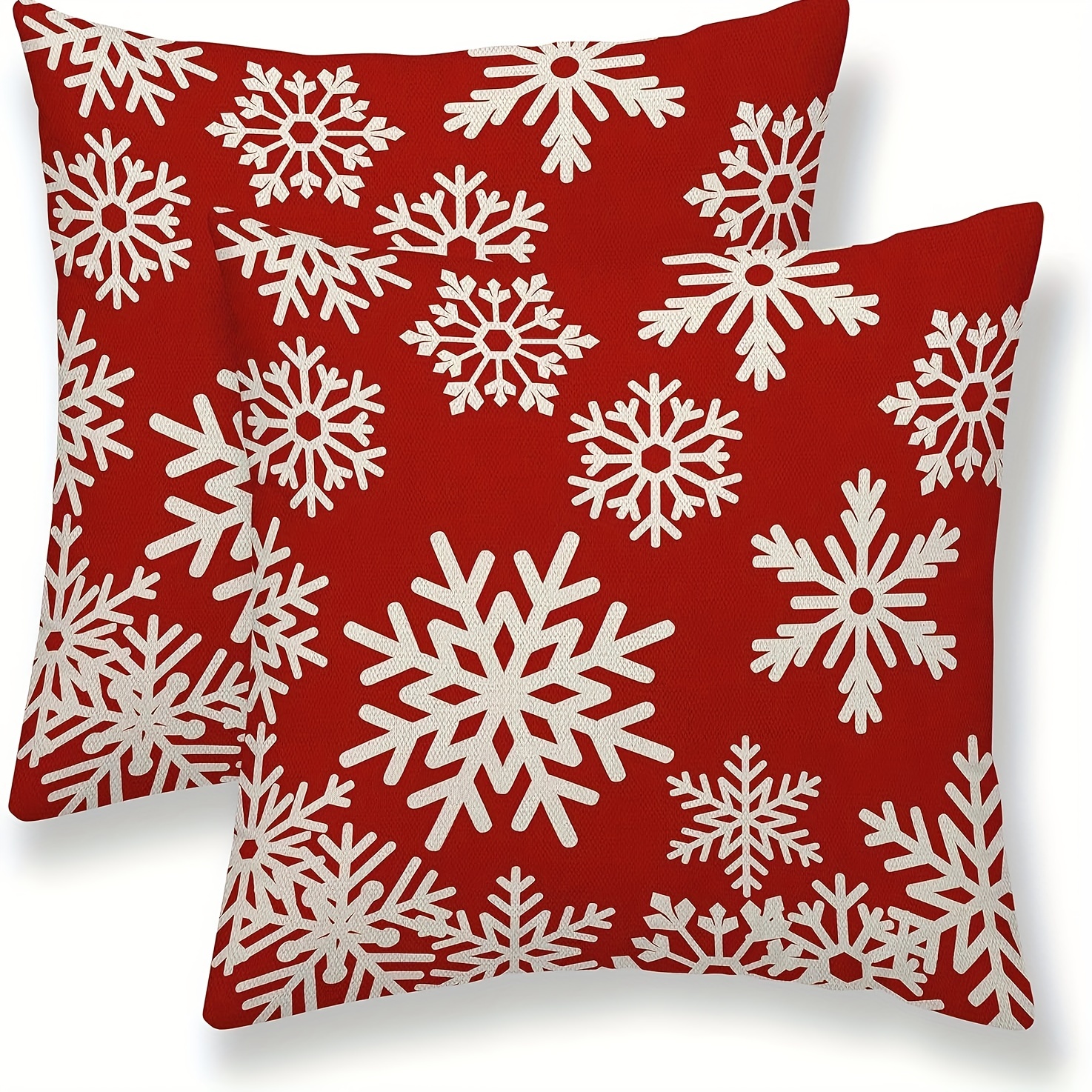 

Christmas Pillow Covers - 2pcs Set, Red Linen Cushion Cases For Sofa & Home Decor, Zip Closure - Fits 16x16, 18x18, 20x20 Inches (pillowcases Only), Christmas Decor