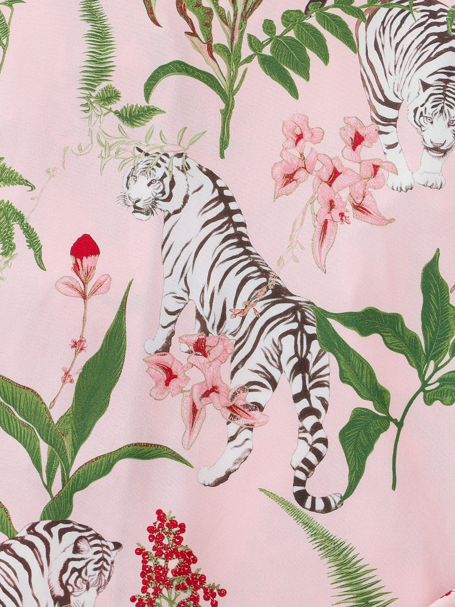womens tiger plant   pajama set long sleeve buttons lapel top pants comfortable relaxed fit for fall Product details 1