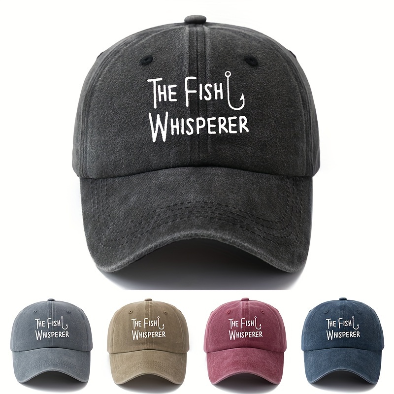 

fish Whisperer" Waterwashed Vintage Baseball Cap - Outdoor Dad Fishing Hat For Men And Women, Adjustable, Sun Protection, Party Gift, Hip Hop Cap, Truck Driver Baseball Cap