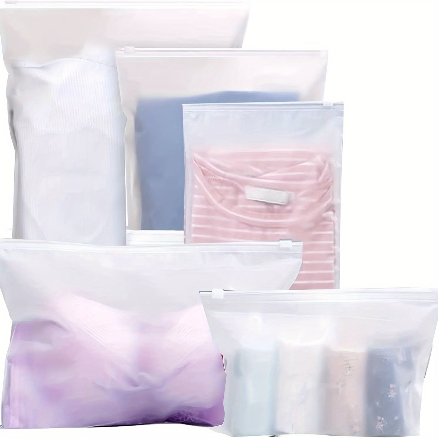 

20pcs Frosted Ziplock Bag Set - Reusable, Waterproof Travel & Storage Bags For Clothes, Maternity Essentials & More - Durable Plastic Organizer In 5 Sizes