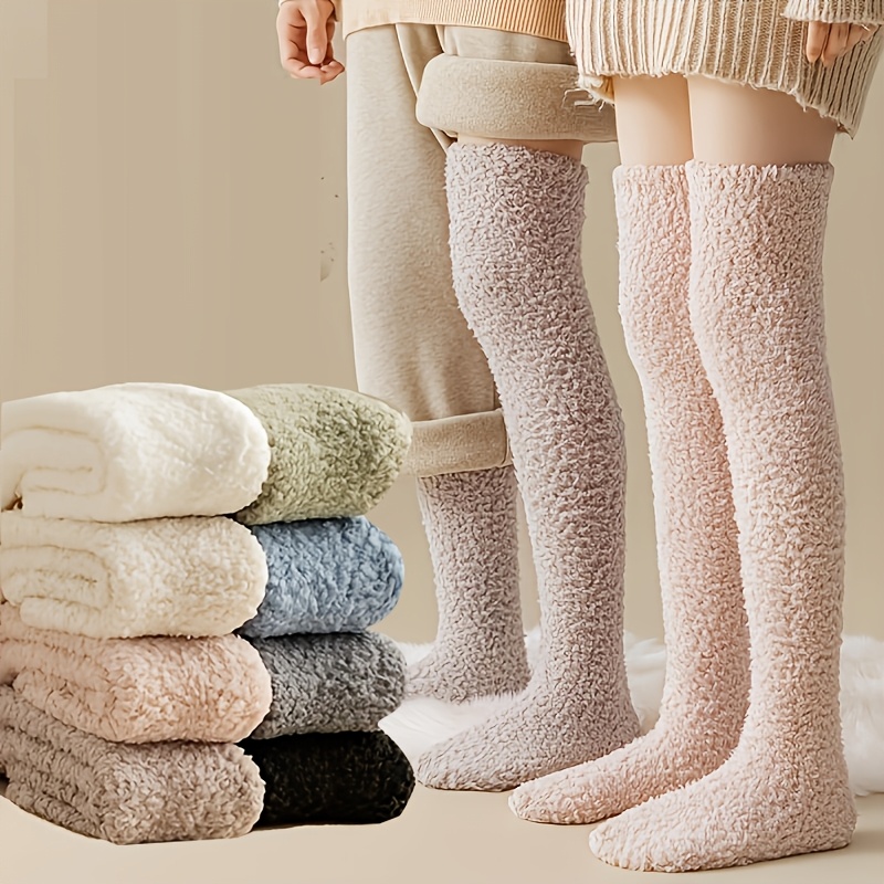 

1 Pair Of Men's Over The Knee Long Socks, Knee-high Stockings Coral Fleece Thickened And Warm, Breathable And Sweat-absorbent, For Autumn And Winter