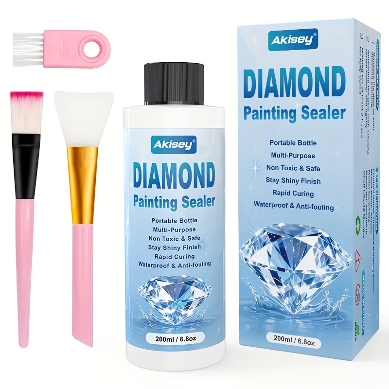 TEMU 200ml/6.76oz Diamond Painting Waterproofing Agent With 3pcs Brushes, 5d Diamond Painting Glue Additions For Diamond Painting And Jigsaw Puzzles,