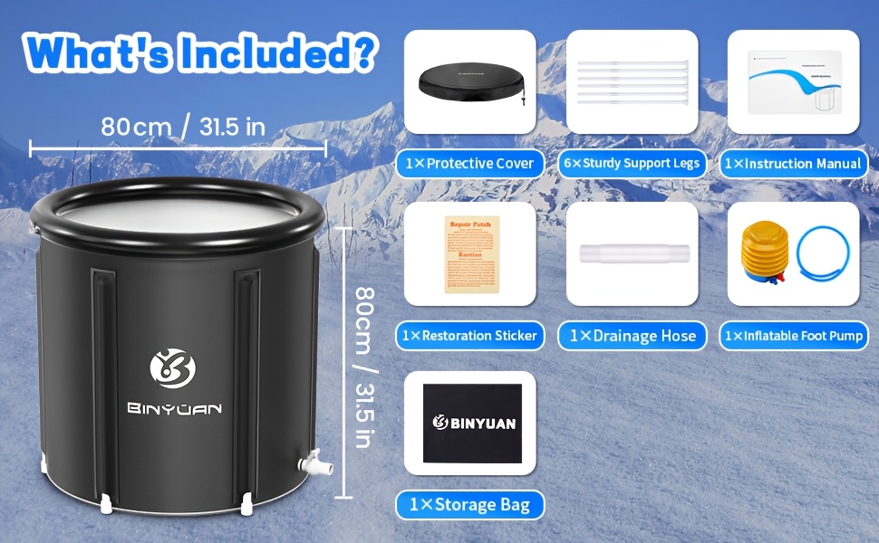 BNYUAN XL Portable Ice Bath Tub Features