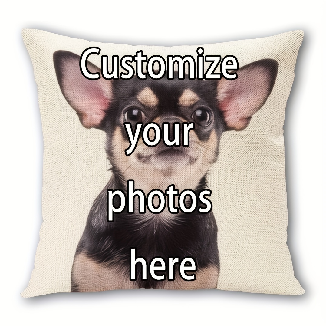 

Customizable Chihuahua Throw Pillow Cover 18x18 Inch, Vintage Style, Soft Short Plush, Single-sided Dog Design, Hand Washable, Zippered Polyester Pillowcase For Home, Office, Sofa Decor - 1pc