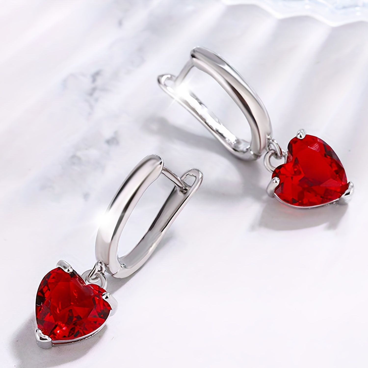 Women's Stylish Minimalist Red Synthetic Earrings Set