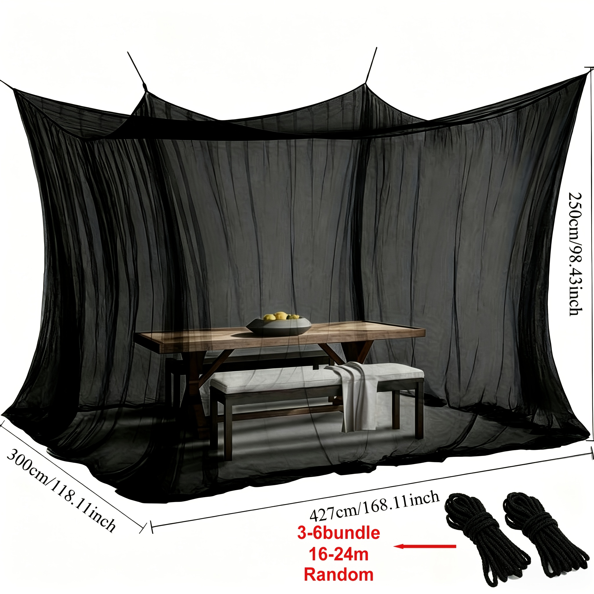 Upgraded Heavy-duty Oversized Net – 4-corner Camping Screen Canopy, Rectangular Mesh Netting With 1 Opening, Bed Drapes For Camping, Home, Outdoor Travel (white)