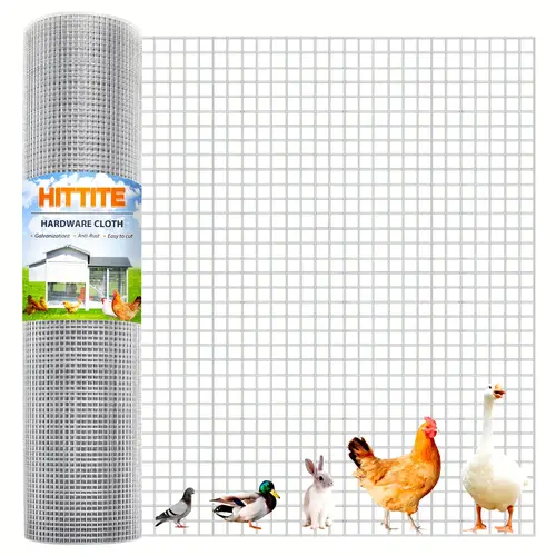 19ga galvanized hardware cloth roll 19 gauge square chicken wire fence mesh for raised garden beds plant supports poultry netting and animal enclosures anti rust easy to cut 1 2in mesh 12in h x25ft l 24in h 36in h x50ft l 48in h x100ft l ideal for home projects garden bed supports versatile fencing galvanized metal chicken wire mesh