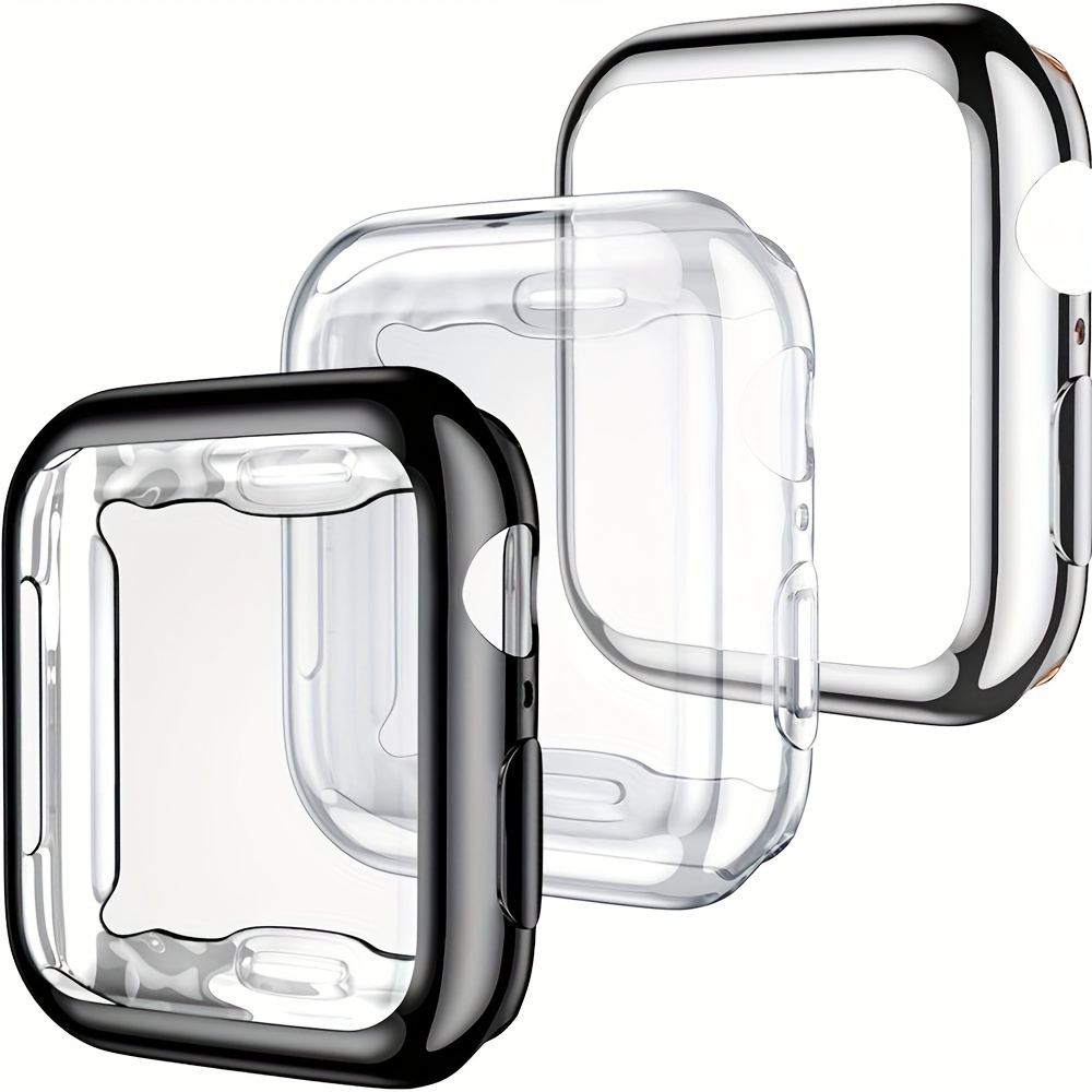 3pcs/set Men Women TPU Full Cover High Definition Ultra Thin Watch Case, Anti-drop Fashionable Casual Screen Protector Cover, For Apple Watch Case 38/40/41/42/44/45/46/49mm, For Apple Watch Series Ultra/SE/11/10/9/8/7/6/5/4/3/2/1, Intelligent Watch Case Accessories