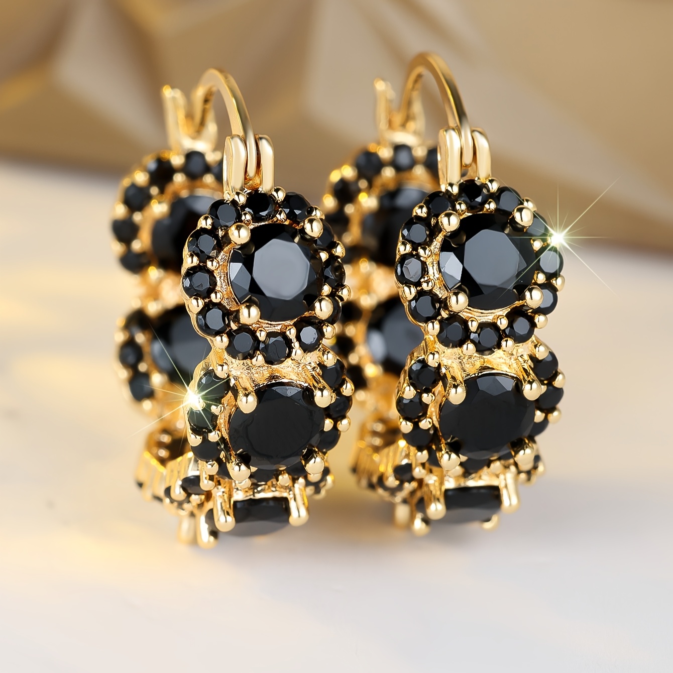 E-shop ANGOL Ein Paar exquisiter stilvoller schwarzer synthetischer Zirkonia, geeignet für Partys, Hochzeiten den
