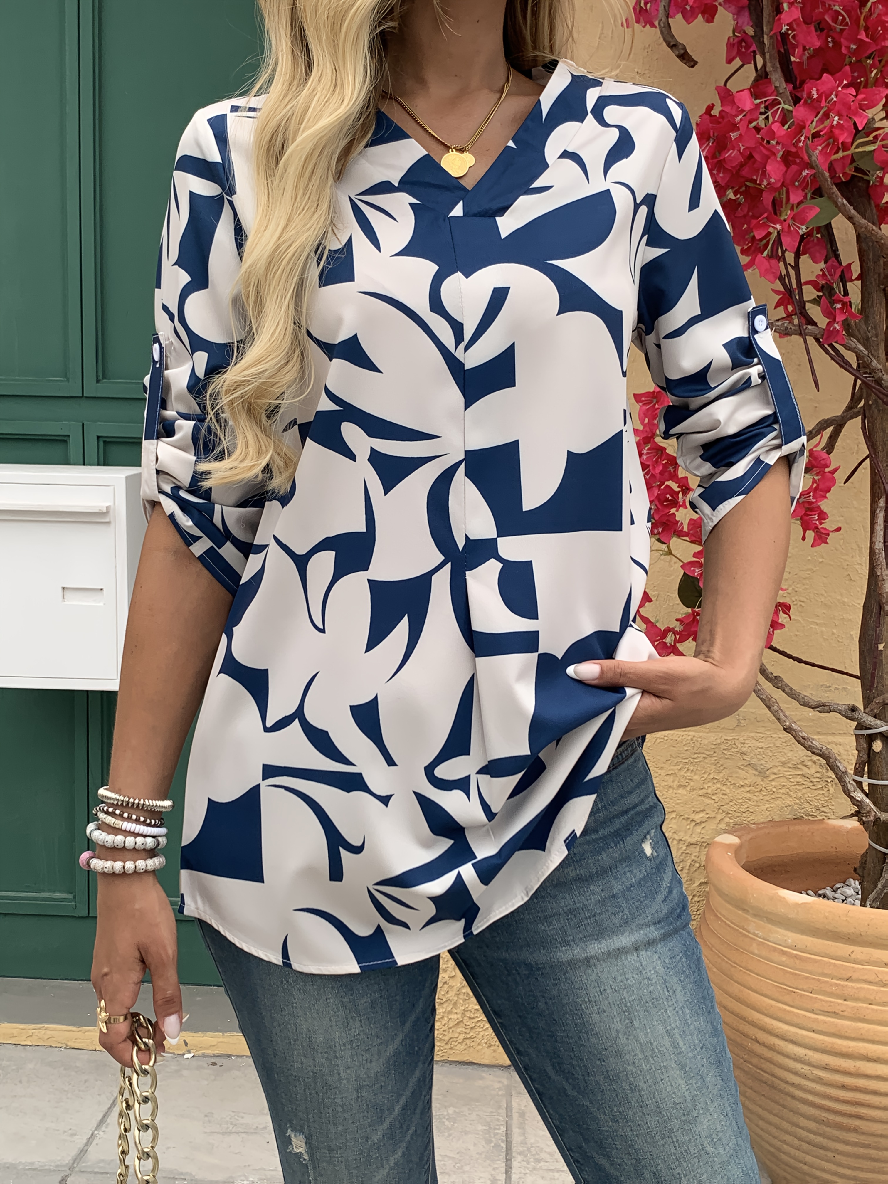 Damen Bluse Mit V Ausschnitt Bluse Elegante Damen Bluse V