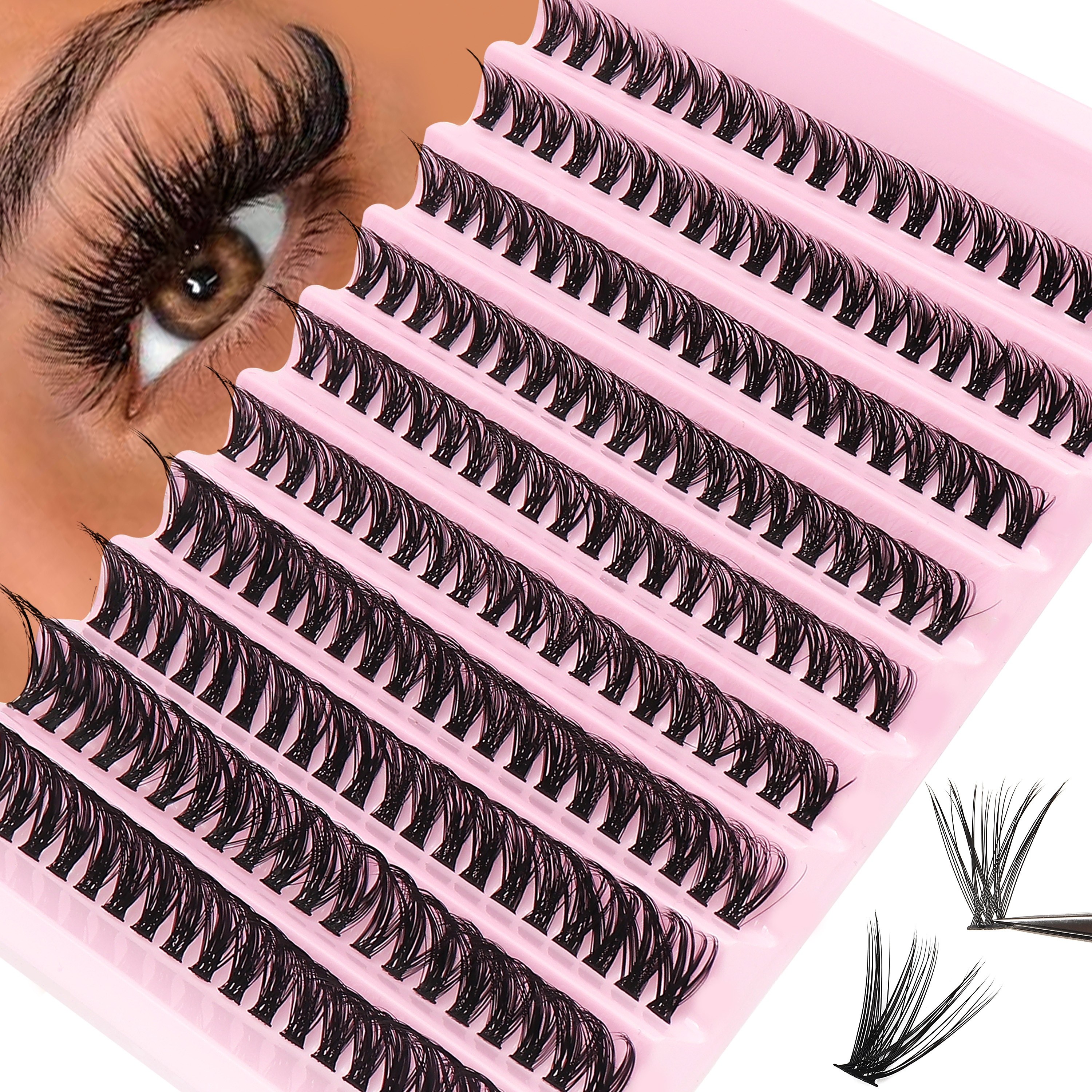 

200-piece Faux Mink Eyelash Clusters - 0.05mm D , 8-16mm Mix For Natural Look, 3d Slavic Volume Individual Lashes, Beginner-friendly & Reusable