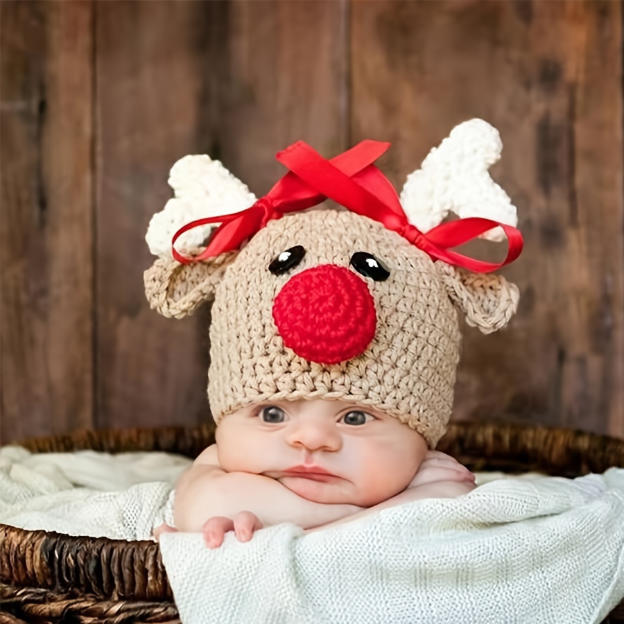 

Handcrafted Christmas Reindeer Hat With & Antlers - Perfect Keepsake Photography Prop