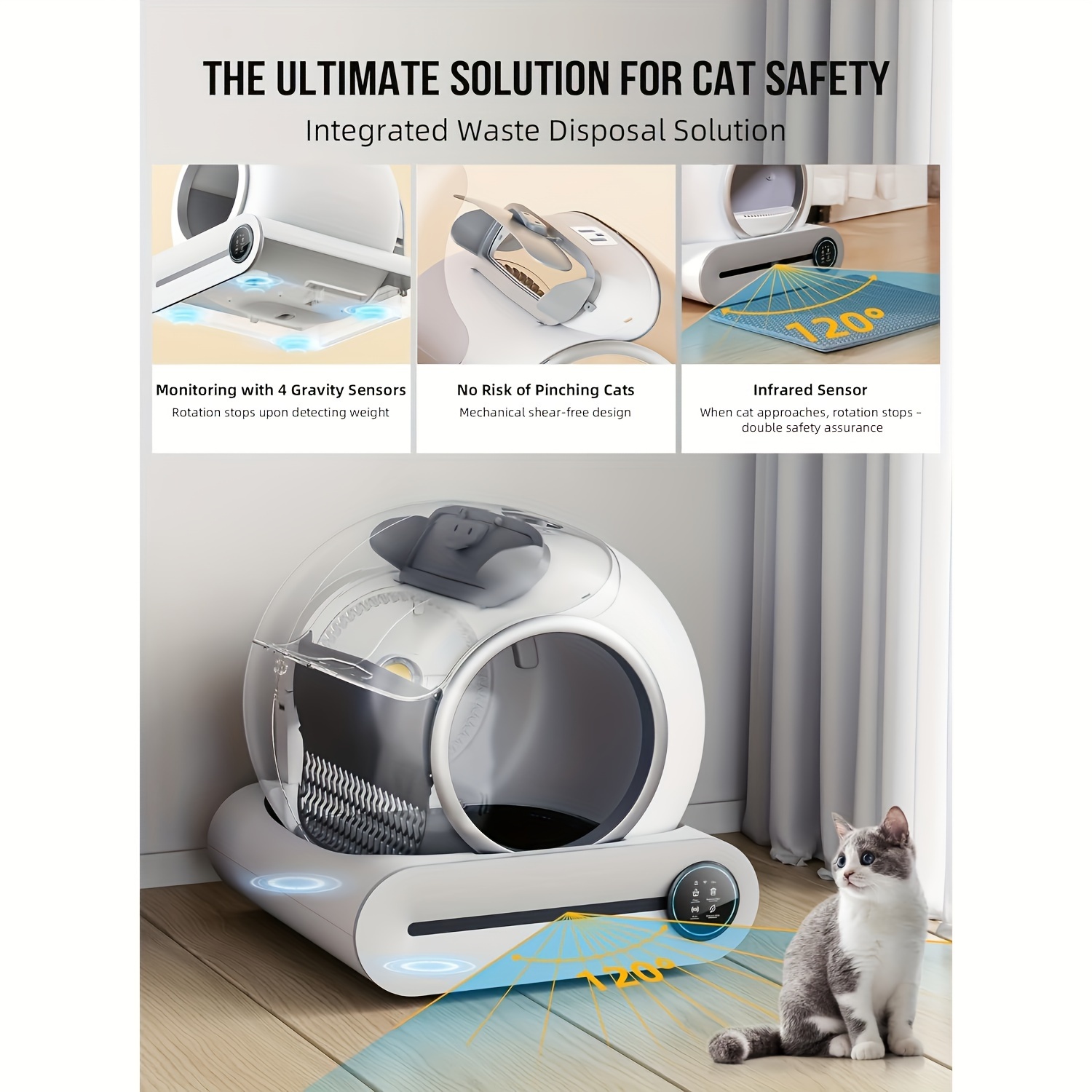 self cleaning cat litter box automatic cat litter box with mat liners 65l 9l large capacity self cleaning litter box app control suitable for multiple cats details 1