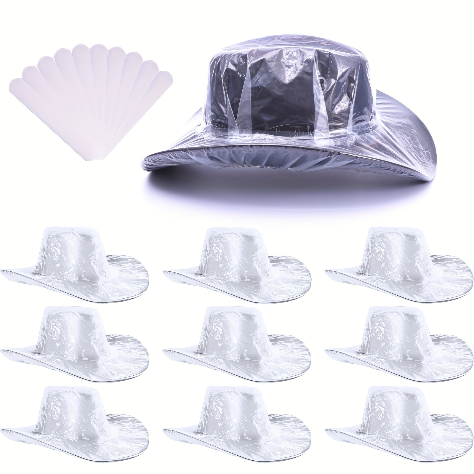 

10- Cowboy Hat Covers With Absorbent Pads, Waterproof & Dustproof, Sweatproof Stickers Included, Drawstring Closure, Non-textile, Water-resistant, Ideal For Father's Day & Outdoor Use