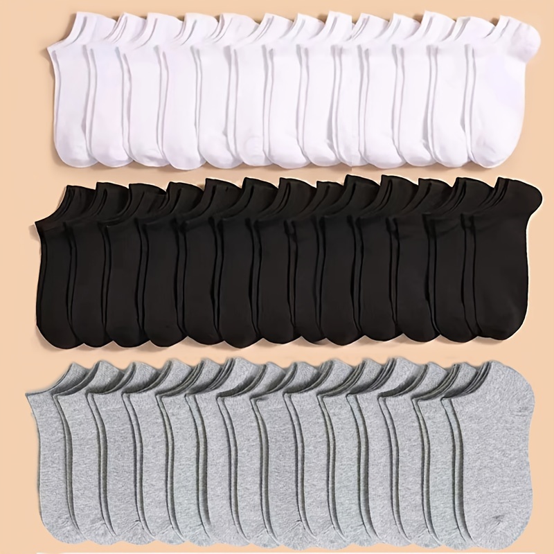 

30/40/50pack Unisex Socks, Short Ankle No-show Breathable Moisture-wicking Socks, Thin Lightweight Invisible Solid Color Boat Socks For Men & Women