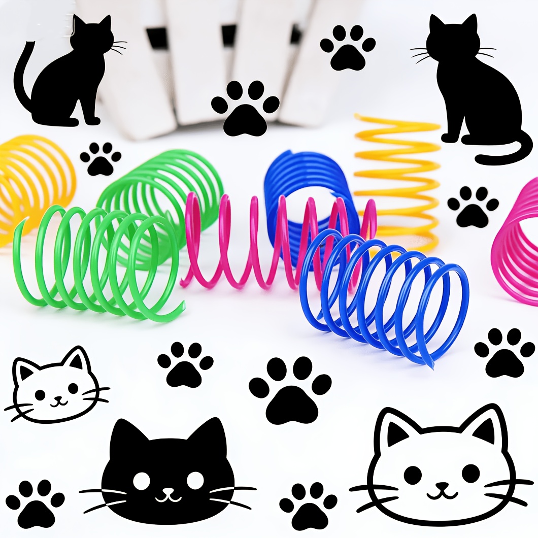 cat spring toy set random color assorted retractable colorful plastic spring   toys interactive pet entertainment accessories no batteries required Product details 5
