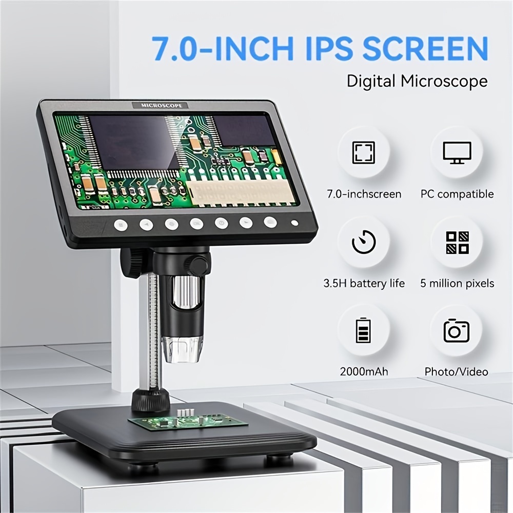 Microscopio Digitale Dcorn 7'' 1200X - 12MP 1080P Con Schermo LCD E LED - Foto 7