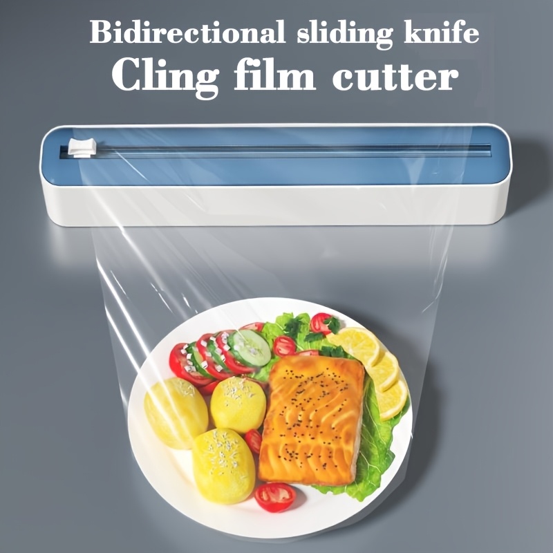 

1pc Dual- Sliding Cling Film Cutter, Disposable Plastic Wrap For Kitchen And Restaurant Use