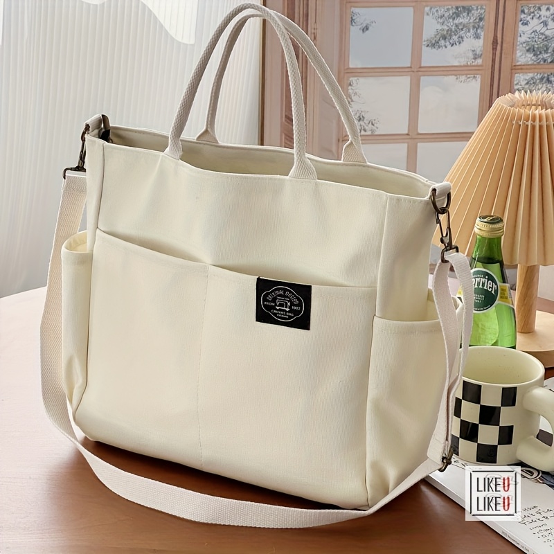 1 bolsa tote estilo japonés original, gruesa, con múltiples bolsillos, mochila, bolso casual para laptop de estudiante, bandolera cruzada sencilla