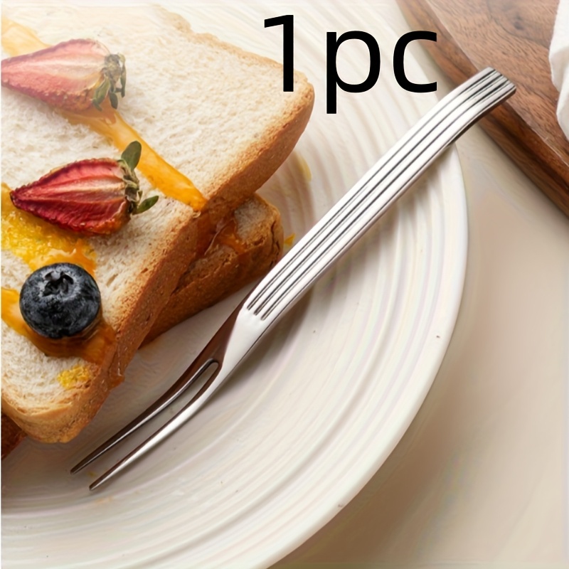 TEMU 1pc 304 Stainless Steel Fruit Fork With Handle, Light Luxury Dessert Fork For Home Use, Exquisite High-end Cake Fork, Pastry And Fruit Fork,