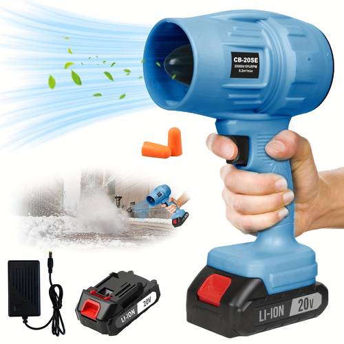 20000rpm cordless electric blower 20v high pressure handheld leaf blower with 2 rechargeable batteries nozzle yellow portable dryer for car outdoor use ideal holiday gift outdoor equipment functional blower durable construction outdoor cleaning air blower for dust