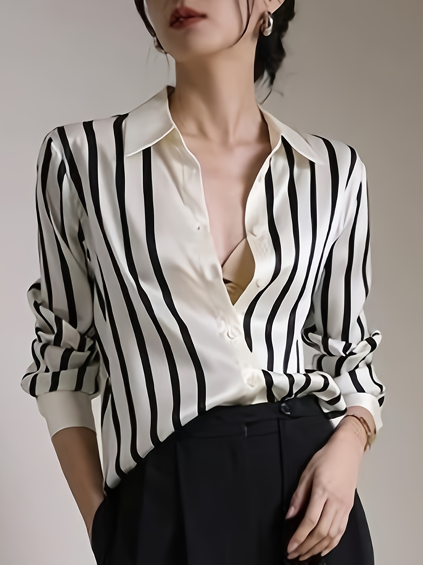 blusa vintage francese a righe camicia bottoni Temu Italy