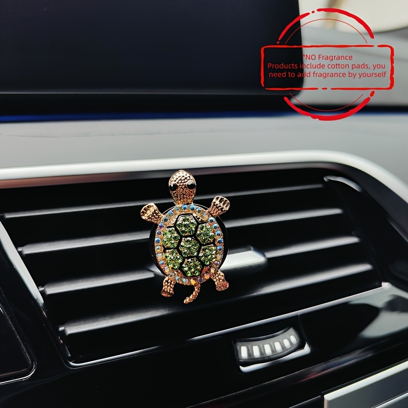 Image of 1pc Fashion Creative Colorful Sea Turtle Design Car Air Vent Decorative Clip With Colorful Artificial Diamonds, Car Air Vent Clip Ornament, Cute Fashion Turtle-shaped Car Interior Air Diffuser