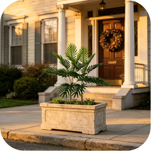 2pcs Faux Shrub Tail Palm, Large Tropical Greenery Decor Summer Courtyard Planter Background Graduation Party Ambiance Arrangement High-Quality Artificial Palm Fronds Outdoor Balcony Sill Accent Sun-Resistant Rainproof Dustproof Design Romantic Vaca
