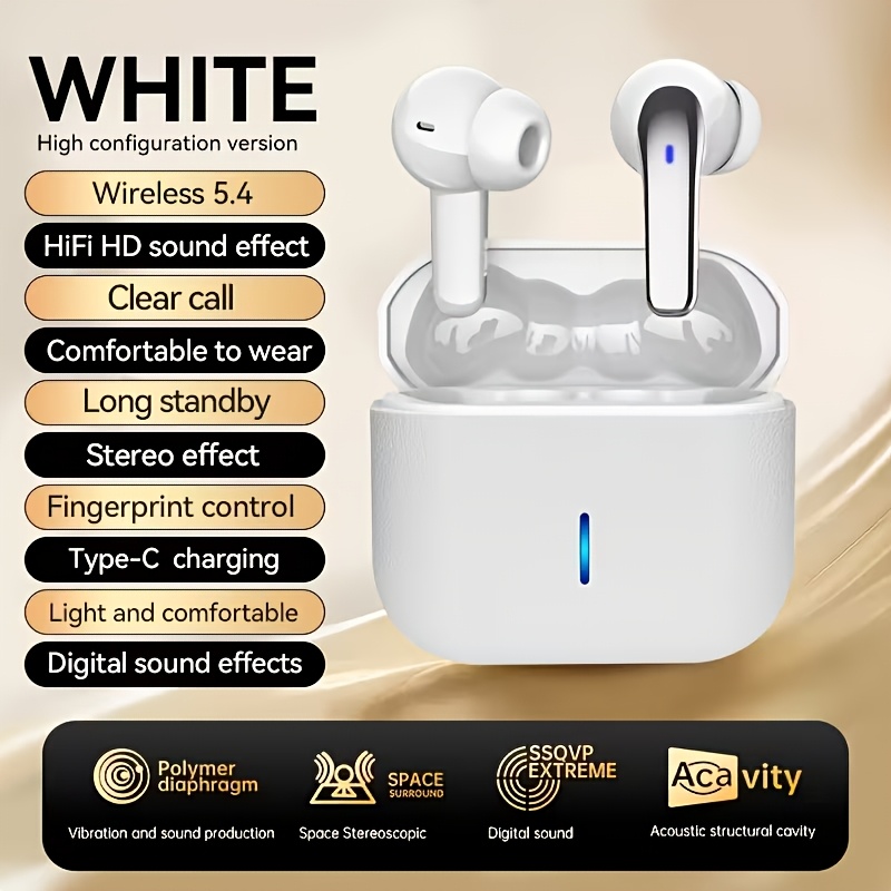 TEMU New Semi-open Wireless Headphones Air Conduction Wireless 5.4 Headphones Stereo Earbuds With Noise Reduction Microphone Wireless Headphones Pure