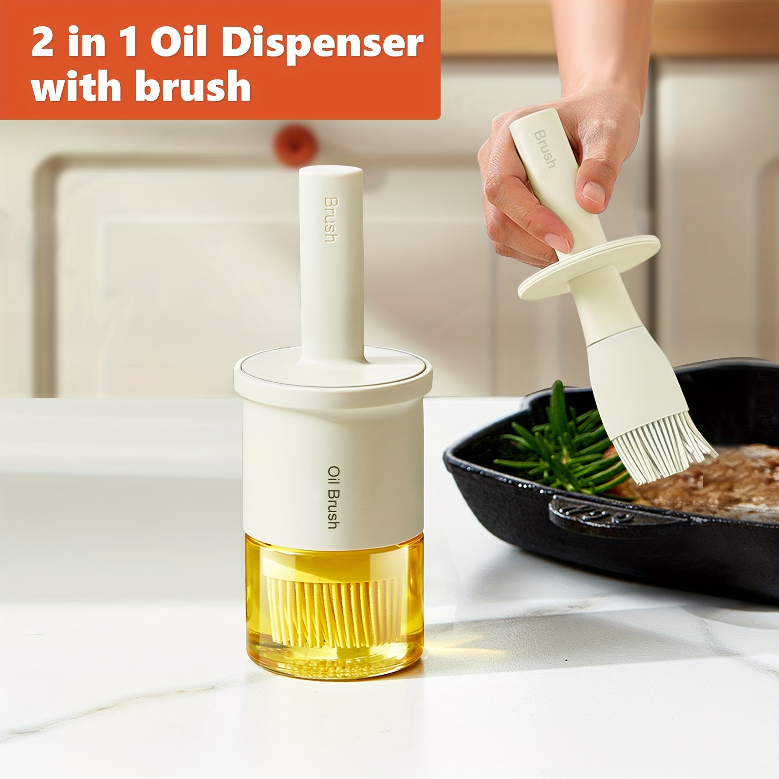 Image of 1pc Oil Dispenser With Brush For Baking Kitchen, Cooking Brush, Oil Bottles Made Of Glass, Oil Dispenser With Pastry Brush For Cooking, Bbq, Vinegar, Sauces, Grilling