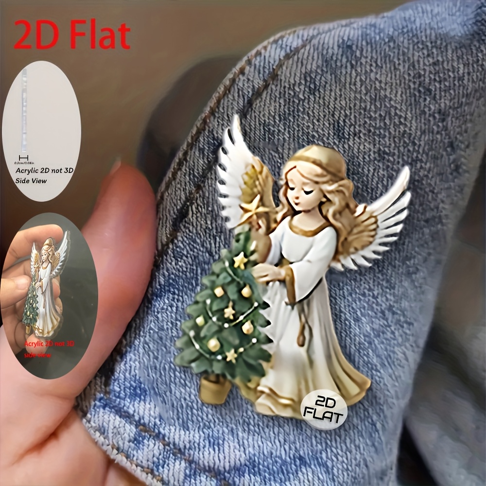 TEMU 2d Flat 1pc Creative Brooch, Christmas Tree Decorative Sculpture Brooch, Suitable For Men's And Women's Suit Brooches, Sweater, Scarf, And Coat