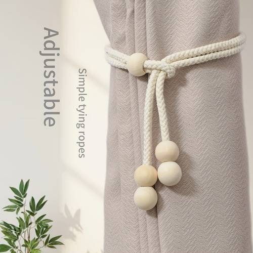2 pack wooden bead curtain tiebacks adjustable tension simple and elegant sheer curtain storage straps home curtain accessories indoor outdoor curtain gatherers