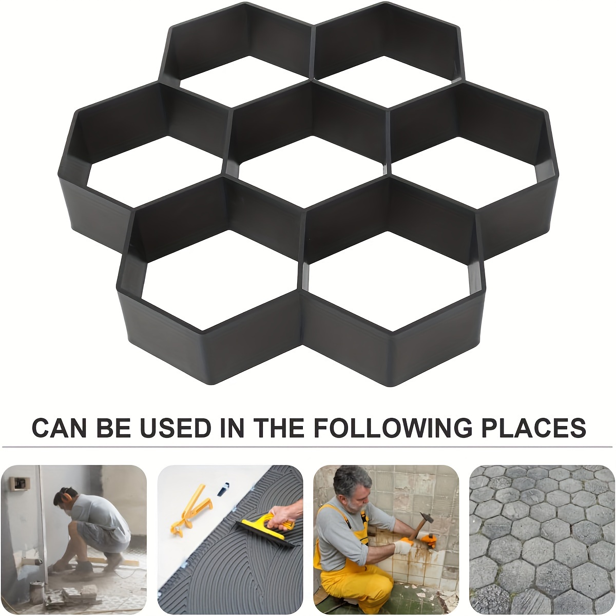 

Hexagon Pavement Mold, 11.4"x11.4"x1.5" Reusable Walkway Maker, Diy Garden Concrete Path Maker For Patio Lawn Step Stone, Courtyard Ground Paving Cement Mould, Plastic Material