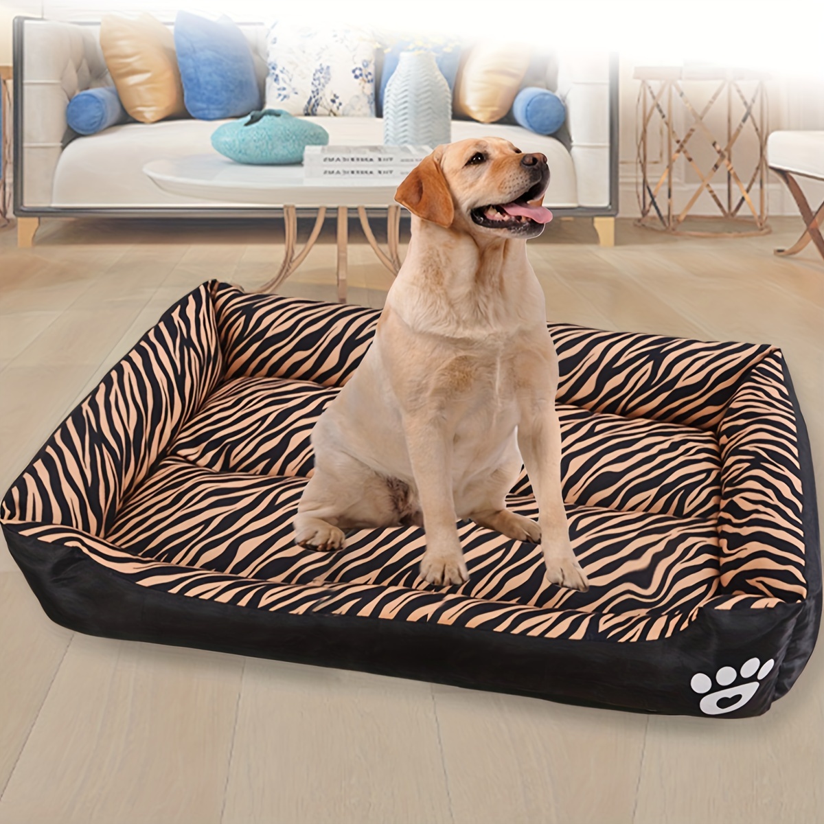 

Plush Comfort Dog Bed Mat With Non-slip Bottom, Multiple Sizes - Polyester Fiber Fill, Rectangle Shape For Extra Small To Large Breeds, Machine Washable Pet Bed With Soft Edging