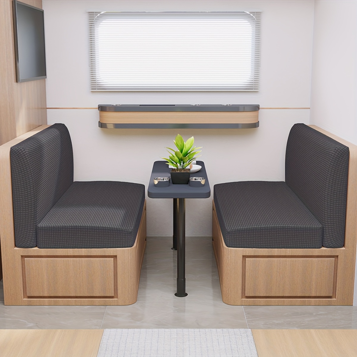 2pcs Full Coverage Elastic Sherpa Rv Seat Cushion Covers Pet-friendly