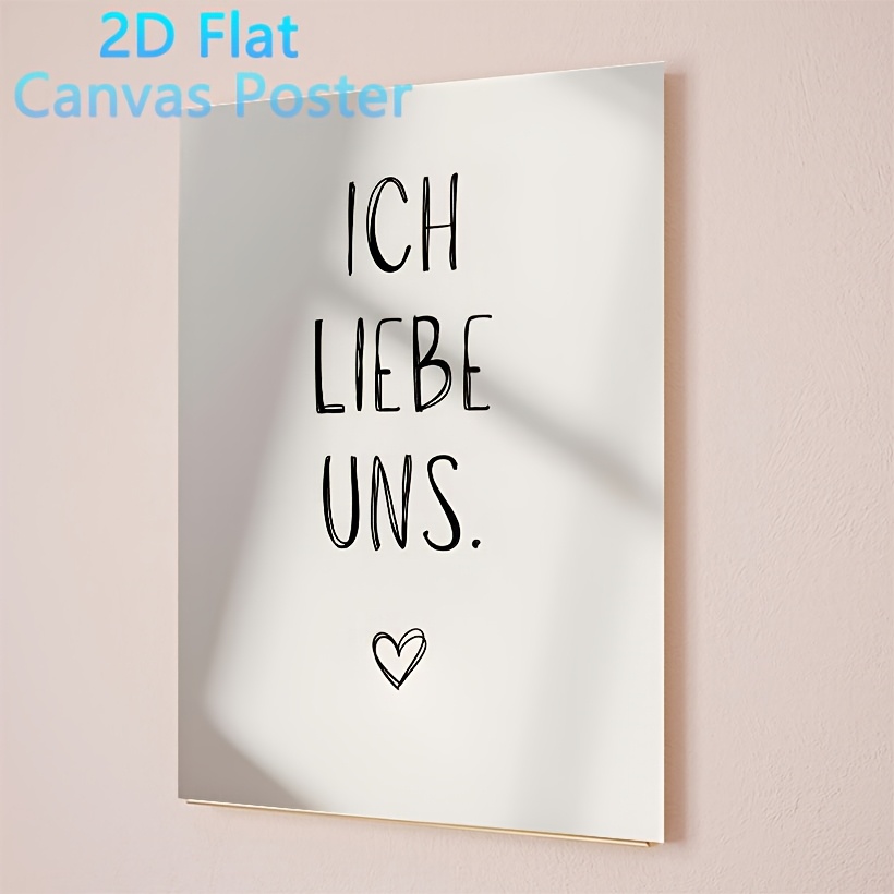 TEMU 2D-Flach, "I "-Poster – Retro-Minimalistische Herz-Wandkunst, geeignet für , Valentinstagsgeschenk, Frühlingsdekoration, ungerahmte Leinwand mit